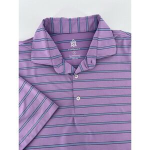 Turtleson Polo Size Large Purple Striped Short Sleeve Performance Golf Shirt